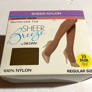 Gildan 10 Pairs Knee Highs Sheer Breeze Suntan Nylon Size Regular